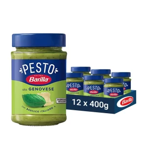 Barilla Pesto Genovese Pasta and Pizza Sauce, 190g, Italy, Non – GMO Project Verified, Gluten free, No added Colour or Presevatives (Pack of 12)