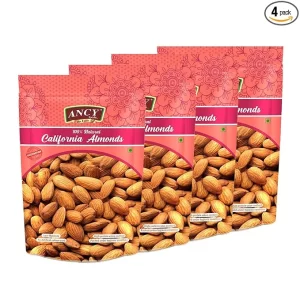 Ancy Almonds 1000 Grams (250 Grams X 4) – Raw, Whole And Delicious |Crunchy Texture without Sugar and Salt | Ideal for Snacking, Baking, Smoothies & Meal also for Healthy Lifestyle