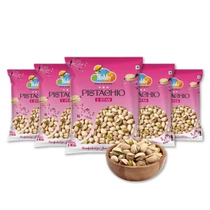 Hobby Premium California Whole Roasted Salted Pistachios 1kg (Pack of 5) | 3 star Salted Pista With Shell |Healthy Snacks, Dry Fruits, Pista | Tasty & Healthy | High in Protein…