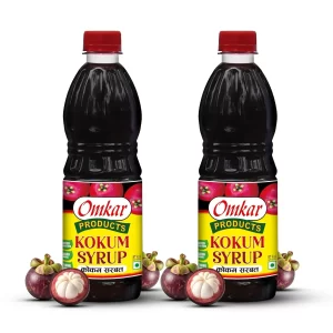 Omkar Products Kokum Sharbat/Syrup (Can)–Makes 35 glasses of 200ml |No Added Flavour or Preservatives |Refreshing Traditional Summer Drink (750ml (Bottle)(Pack of 2))